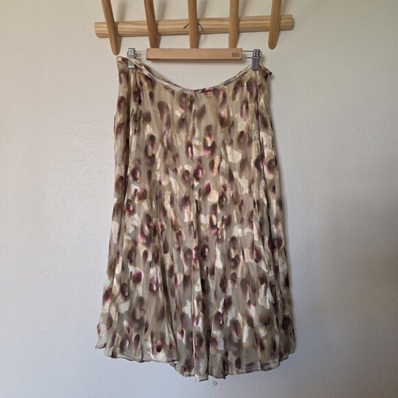 Jones New York Collection Silk Blend Midi Skirt Size 14 Brown Pink Abstract - Picture 13 of 13